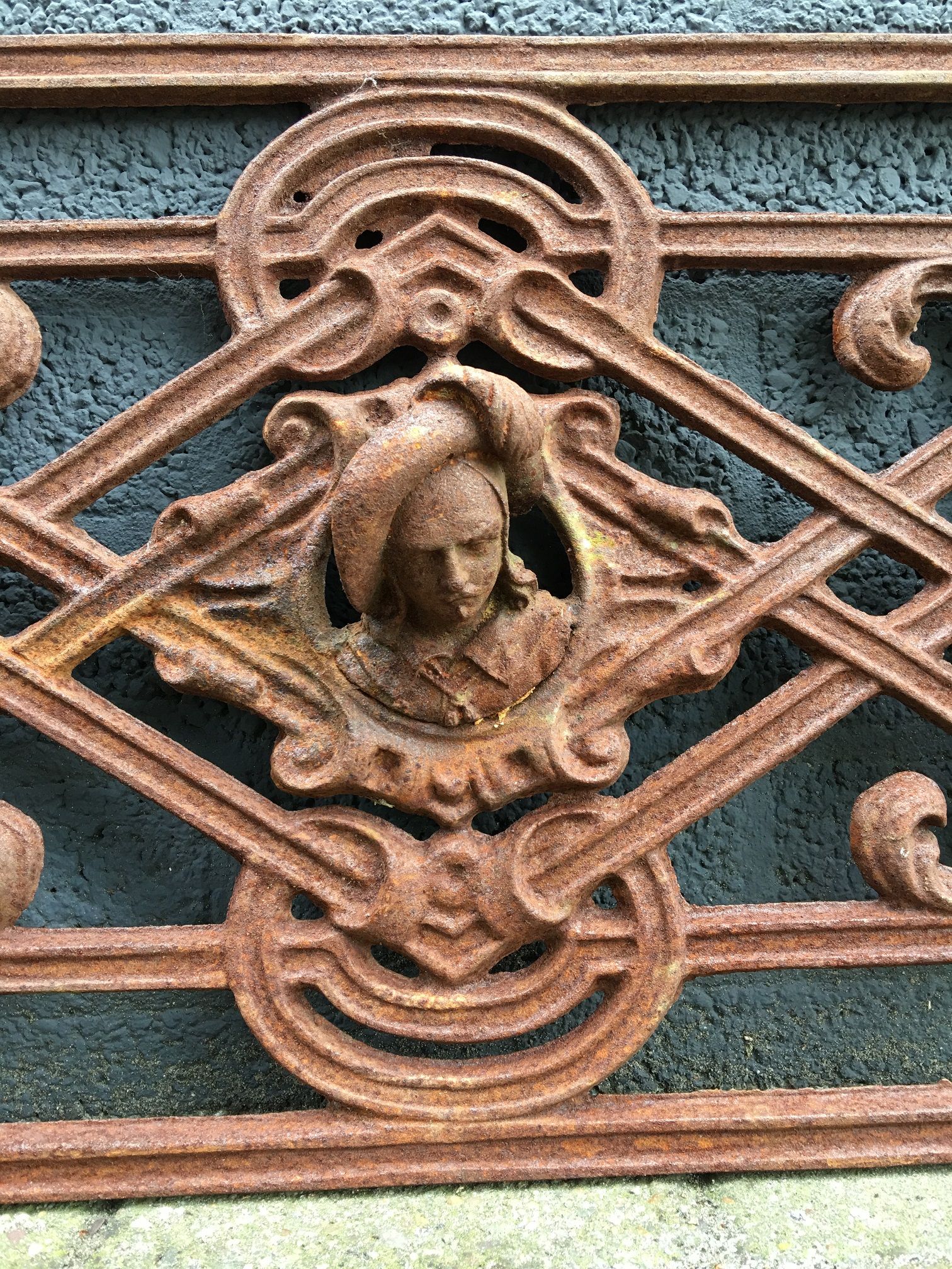 Balkon-scheeps-reling, raamrek, cast iron-rust.